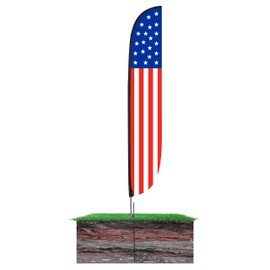 LookOurWay American Flag USA Feather Flag Complete Set with Pole and Ground Spike, Red