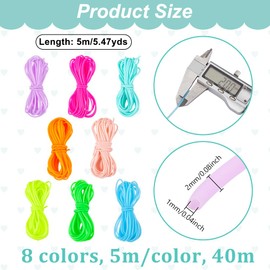 NBEADS 43.7 Yards Stitch Keeping Cords, 2mm Hollow Rubber Tubing Knitting Barber Cord Stitch Keeper Tubing PVC Cord with Spool for for Holding Stitches Bracelet Necklace Beading, 8 Colors
