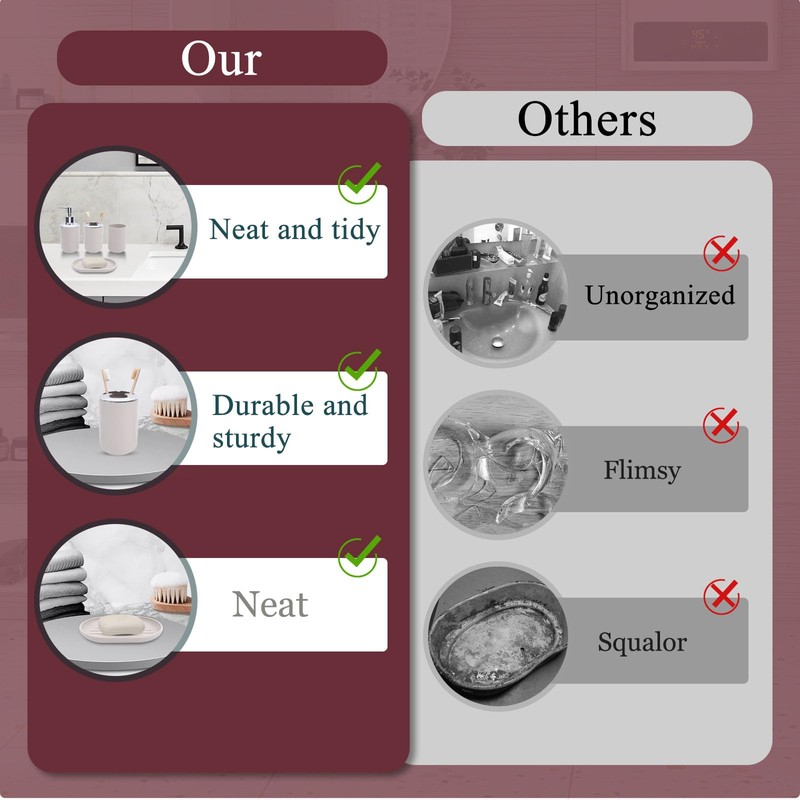 4 Piece Bathroom Accessories Set, Plastic Bathroom Accessory Set, Toothbrush