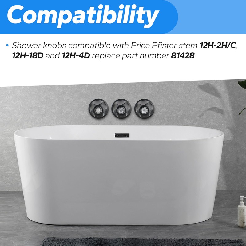 BOUYAO 81428 Bathtub and Shower Knobs 3 Piece Replacement Kit