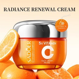 Korean Face Cream with 5X Vitamin C, Hydrating & Repairing Facial Moisturizer for Glowing Skin, Fine Lines, Wrinkles & Uneven Skin Tone, 1.76 oz