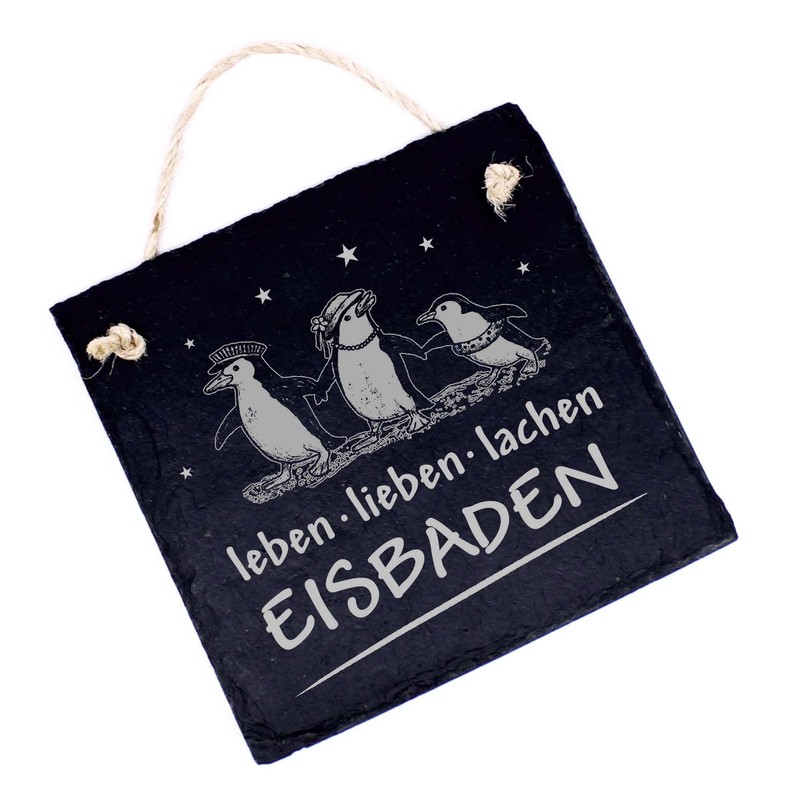 Schild Eisbader graviert - Leben Lieben Lachen Eisbaden - Türschild