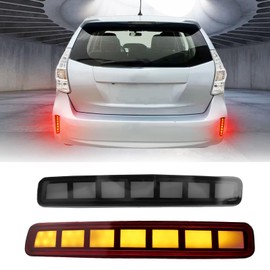 PGTOPONE Upgrade LED Rear Bumper Reflectors Light Fog Brake Tail Lamps Compatible with 2012-2017 Toyota Prius V & 2014-2016 Scion tC Replace OEM Stock Reflector Sequential Turn Signal Light (Smoked)