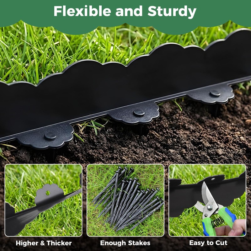 50 FT Landscape Edging Border with 75 Spikes, 2.8 Inch