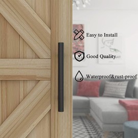 JUBEST 12" Push Pull Barn Door Handle, Double Side H Shape Sliding Door Handle, Heavy Duty Swing Door Handle, Matte Black