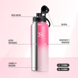 OSLIFE Termo de Acero Inoxidable con 2 Tapas, Termo Para Café, Agua Fría 24 Horas o Caliente 12 Horas, Tapa Hermética Antigoteo, Botella de Agua Metálica para Gimnasio, Sin BPA (Rojo, 1000ml)
