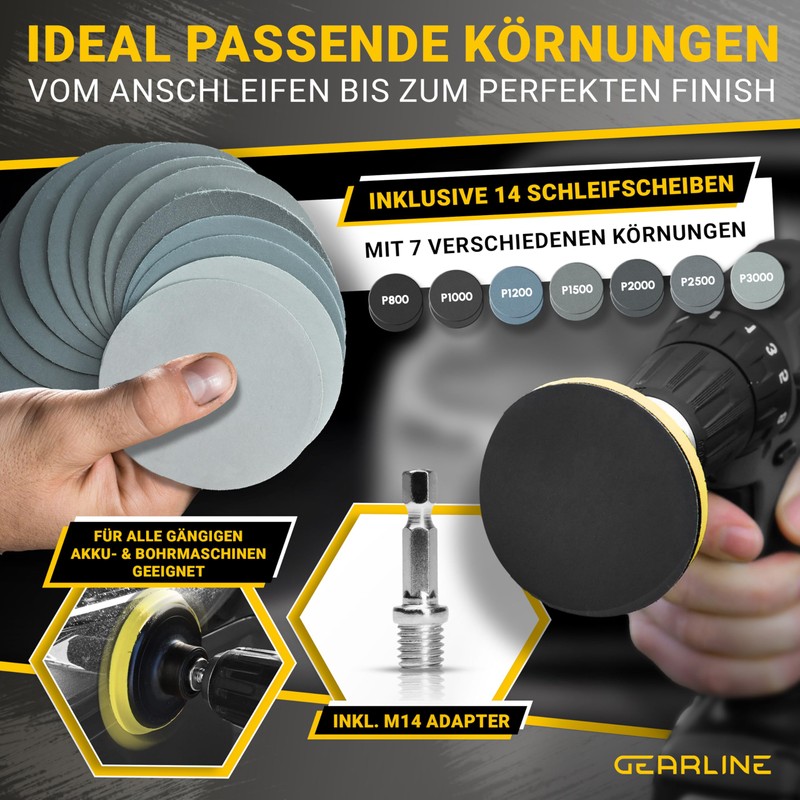 GEARLINE® Scheinwerfer Aufbereitung Set [24 Teile] - Polierset für matte