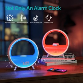 MOMILLA Sunrise Alarm Clocks with Bluetooth Speaker, White Noise Sound Machine with with Wireless Charging Station, 11 Lights Effects Night Light, Wake up Light Sunset Lamp Bedrooms for Adults Kids