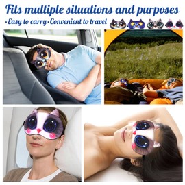 Pack of 4 Cute Sleep Blindfold, Soft Funny Blindfolds, Cat Sleep Blindfold, Sleep Blindfold, Eye Cover for Children, Girls, Men, Women, for Sleeping, Meditation or Travel