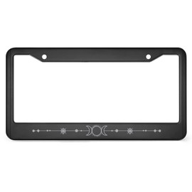 FoDuoDuo Triple Moon - Triple Goddess Laser Etched License Plate Frame Aluminum Black Car Cover Tag Holder with 2 Holes License Plate Cover 12 x 6 Inch (frame-118)