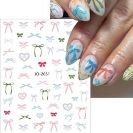 6 Sheets Bow Nail Stickers for Nail Art Cute Pink Bow Nail Art Stickers 3D Self-Adhesive Bow Knot Nail Decals Ribbon Knot Stickers Nail Designs Bow Tie Nail Decorations for Women Manicure Accessories