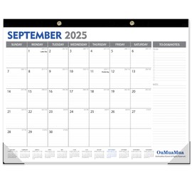 OuMuaMua Large Desk Calendar 2026-19 Months from Sep. 2025 through Mar. 2027, 22 x 17 Inches Desktop Wall Calendar with Julian Date To-do & Notes, Corner Protectors for School Home Office