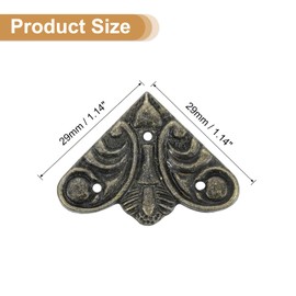 uxcell 4Pcs Vintage Flat Corner Bracket, 1.1" x 1.1" Metal Desk Corner Protectors Zinc Alloy Decorative Edge Cover with Mounting Nail for Furniture Jewelry Box Gifts Box, Bronze