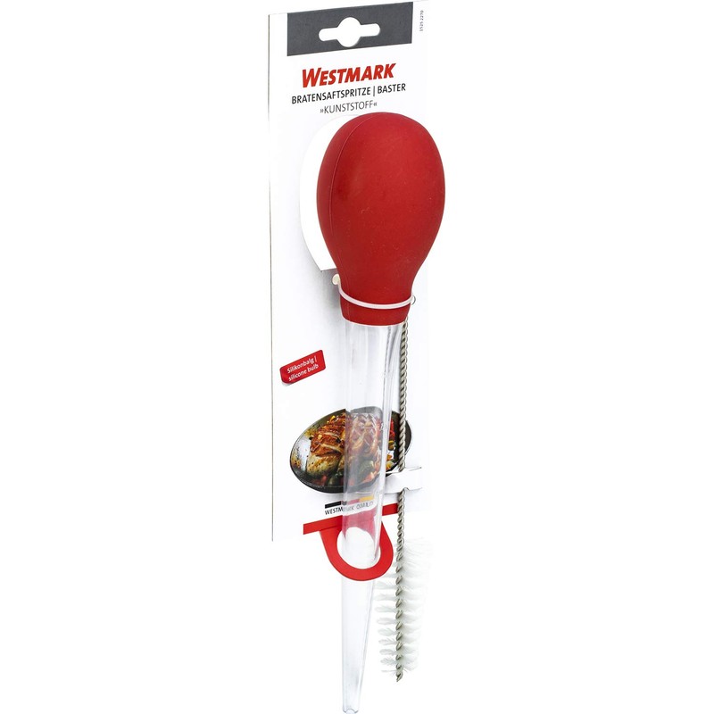 Westmark Bratensaftspritze, mit Reinigungsbürste, Länge: 28 cm, Kunststoff, Rot/Transparent, 15252270