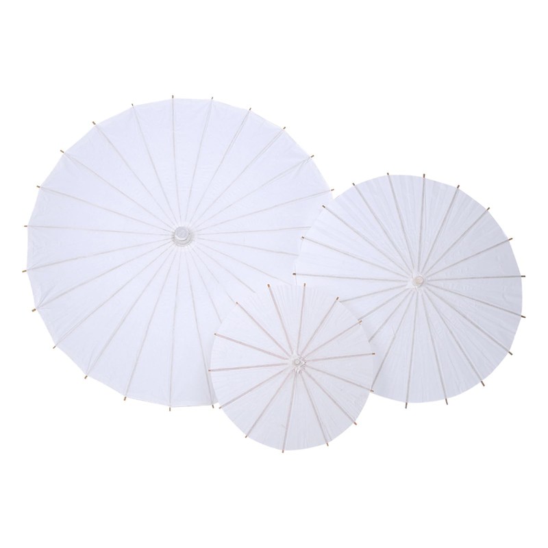 Handmade Oiled Paper Umbrella, White Paper Parasol Umbrella Small White