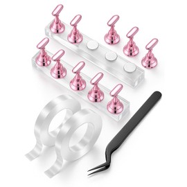 Kit de Soporte para Uñas para Practicar Y Exhibir Diseños de Uñas: Incluye Pinzas, Cinta Adhesiva de Doble Cara Y Soporte para Uñas Postizas Y de Presión. Ideal para Uso Doméstico O Profesional