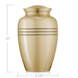 Reminded Adult Cremation Memorial Urn for Human Ashes, Gold with Black Stripe Funeral Urn with Velvet Bag