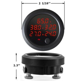 ZHSYMX New Upgrade 12V/24V Five Pressure Air Pressure Gauge 2Inch(52mm) 0-232PSI with 5Pcs 1/8NPT Sensors and 16.5ft (5M) Sensor Cable LED Red