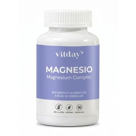 Vitday Citrato de Magnesio - 90 Cápsulas Vegetales - Óxido de Magnesio - Suplemento Alimenticio 100% Natural - Sin Gluten ni OGM - Vegetariano