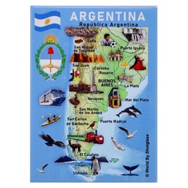 Argentina Graphic Map and Attractions Souvenir Fridge Magnet 2.5" X 3.5"