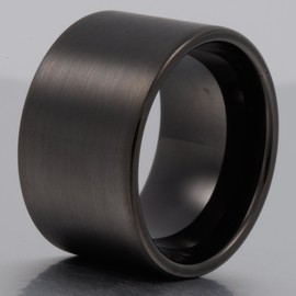 Men 14mm Big Tungsten Metal Ring Black Wedding Engagement Band Flat Top Pipe Cut Matte Finish Comfort Fit Size 12.5