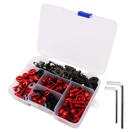 Tiardey Universal 177Pcs Motorcycle Fairing Bolts & Nuts Kit Bodywork Screws,Motorcycle Screws Cowls Set - Red