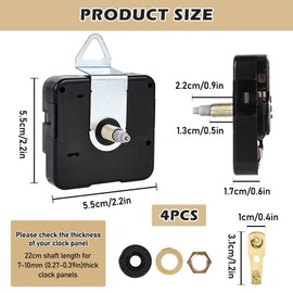 Movements for Wall Clock, 4 Pieces Quartz Movement Replacement with 4 Types of Wooden Hands, Silent Clock Movement Set, Quartz Clock Movement Silent, Silent Wall Clock Craft Kit for DIY Clock