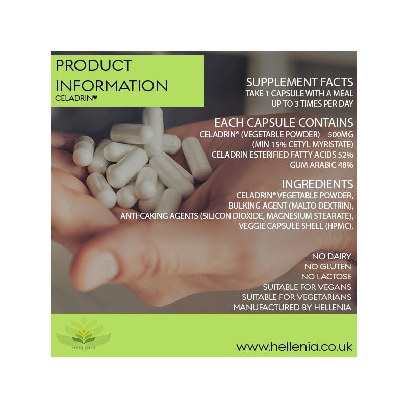 Hellenia Celadrin® 500mg | 90 Capsules | Potent Joint Care