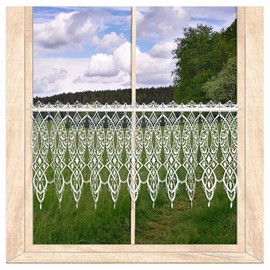 atelier alles-Spitze Meridia Fine Lace Net Curtain Made of Real Plauen Air Lace Embroidery in White 40 x 64 cm