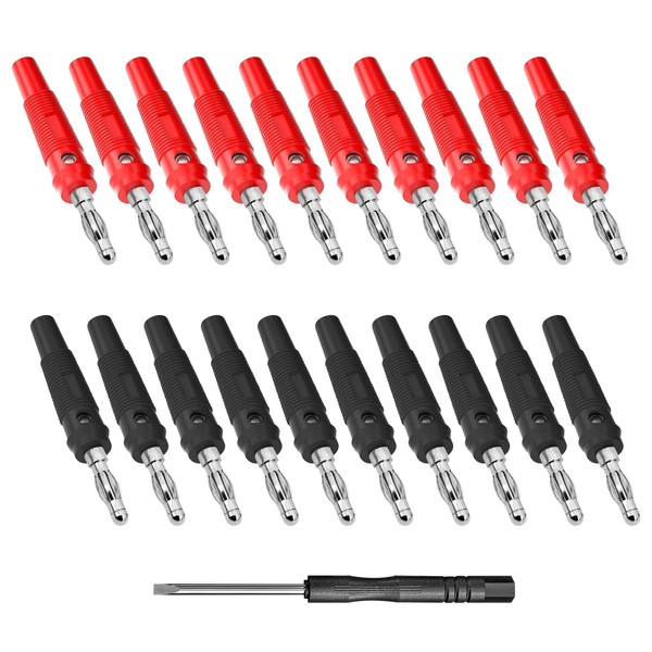 TAIHOBO 20 Stück Bananenstecker 4mm, Vernickelt Kunststoff Bananenstecker Lautsprecher, Isoliert