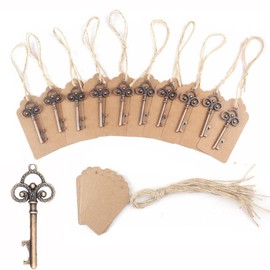 50Pcs Wedding Favors Rustic Skeleton Key Bottle Opener with 50pcs Escort Card Tag and Twine for Guests Party Favors
