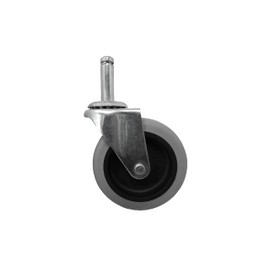 Shepherd 3" Swivel Stem Caster with Soft TPR Tread Rubber Wheel and 7/16" Stem Diameter, Ribbed Tread Heavy-Duty Caster Wheel, 175-lb. Capacity, Gray