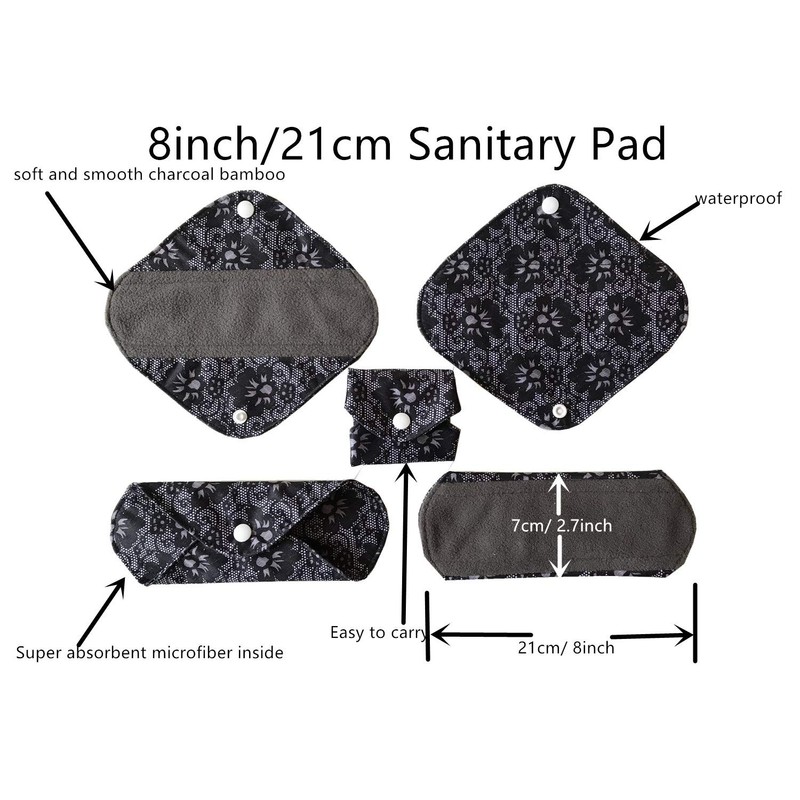 MUMBABY Panty Liners 20.5cm Charcoal Bamboo for Mum Reusable Sanitary