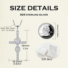 Wisbal Cross Infinity Necklace Pendant Sterling Silver Religious Jewelry Pendant Necklace Created Amethyst Shaped Ladies Pendant