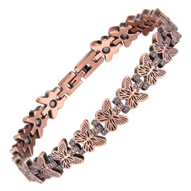 BioMag Pure Copper Bracelet for Women, 99.99% Pure Copper Magnetic Bracelets with 3500 Gauss Neodymium Magnets, Adjustable Free Sizing Tool, Copper Jewelry Gift (Butterfly)