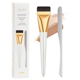docolor Set de Brocha Plana y Espátula para Maquillaje  Brocha Fina para Base Líquida, Espátula de Doble Filo, Herramienta Coreana para Difuminar...  