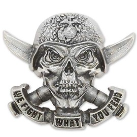 Indiana Metal Craft USMC Skull with Knives Pewter Marine Pin MADE IN USA