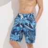 Men's Blue Pattern Rash Guard Swim Shorts Blue-XL
