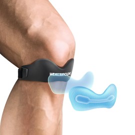 Healrecux Silicone Patellar Tendon Support Strap, Adjustable Non-Slip Patella Band Stabilizer Knee Brace for Jumpers Knee, Tendonitis, Basketball, Volleyball, Squats, Black