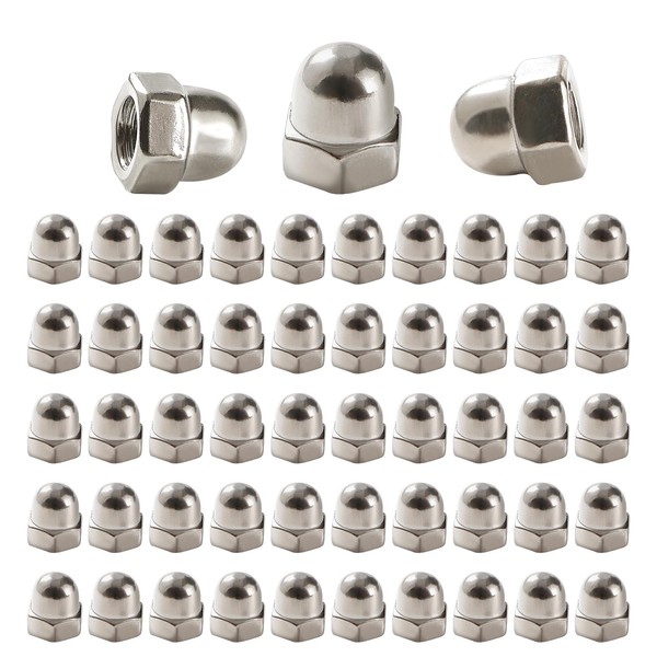 Lyeteung 50 Pieces M4 Hexagonal Acorn Nuts Stainless Steel Hex