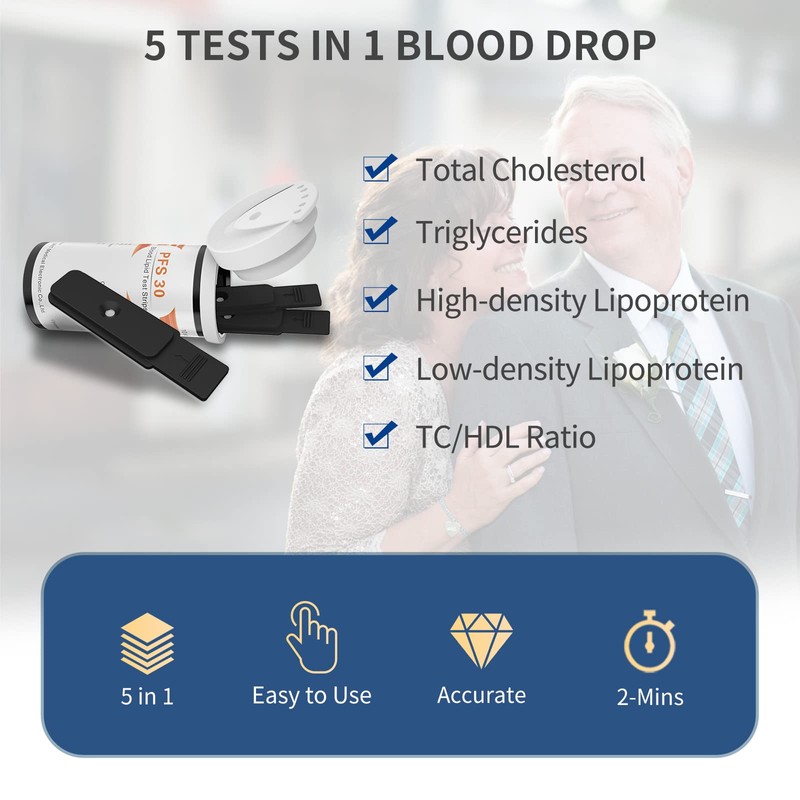 URIT 5 in 1 Lipid Test Strips, 20 Test Strips