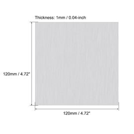 sourcing map 1060 Aluminum Sheet, 120mm x 120mm Rectangle Aluminum Plate 1mm Thick Flat Metal Stock with Protective Film