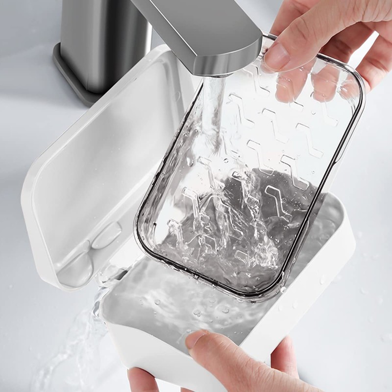 DOERDO Soap Box with Removable Drainer and Lid, Portable Soap