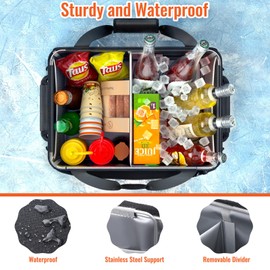 HULISEN Large Grill Caddy with Lid and Paper Towel Holder, BBQ Caddy for Outdoor Grill, Insulated Foldable Barbecue Picnic Caddy for Plates, Utensils, Camping Supplies, Travel or RV, Camper Must Haves