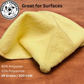 Quality Chemical Professional Grade Premium Microfiber Towels, (16 Inch x 16 Inch) - Safe for Microfiber car Towels Wash, Home Cleaning & Pet Drying Cloths - GSM 300 Yellow (Pack of 12)