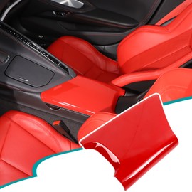 Hudiriy ABS Center Console Protector Pad Automobile Waterproof Armrest Box Cover Compatible with Corvette C8 2020-2023 Car Armrest Box Panel Protect Trim Accessories (Sports red)