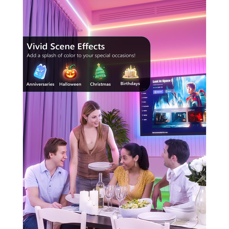 WILLED RGB LED Strip Lights, Under Bed Light Motion Activated