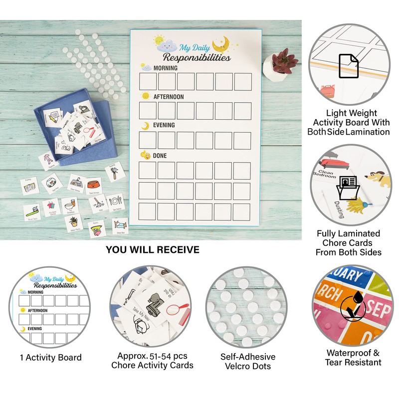 Inkdotpot Kids Daily Responsibility Checklist, to-Do List- Daily Routine- Chore