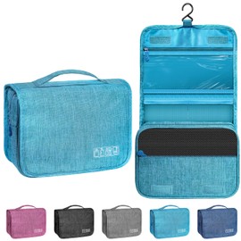 YEMEDA Toiletry Bag Travel Bag with Hanging Hook, Waterproof Capacity Hanging Multifunctional Makeup Bag for Toiletries, Portable Cosmetic Bag Travel Organizer for Women and Men, A3-Sky Blue