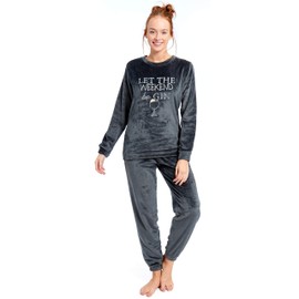 Slumber Hut® Ladies Weekend Be Gin Fleece Pyjamas Twosie Loungewear Womens Pajamas Velvet Soft Flannel PJs - Size UK 16-18